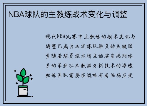 NBA球队的主教练战术变化与调整